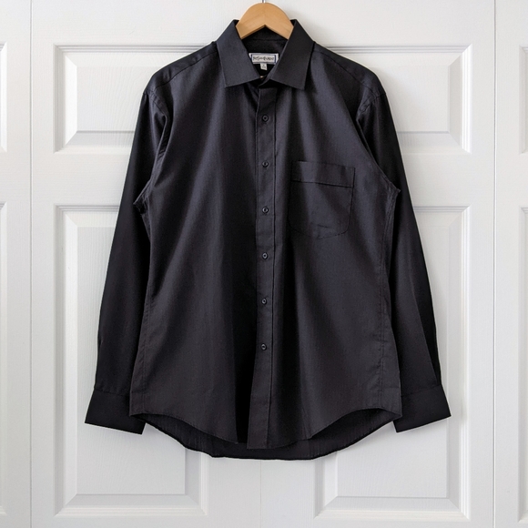 Yves Saint Laurent Black Tonal Stripe Button Down Long Sleeve Shirt | 16 34-35 - Picture 1 of 15
